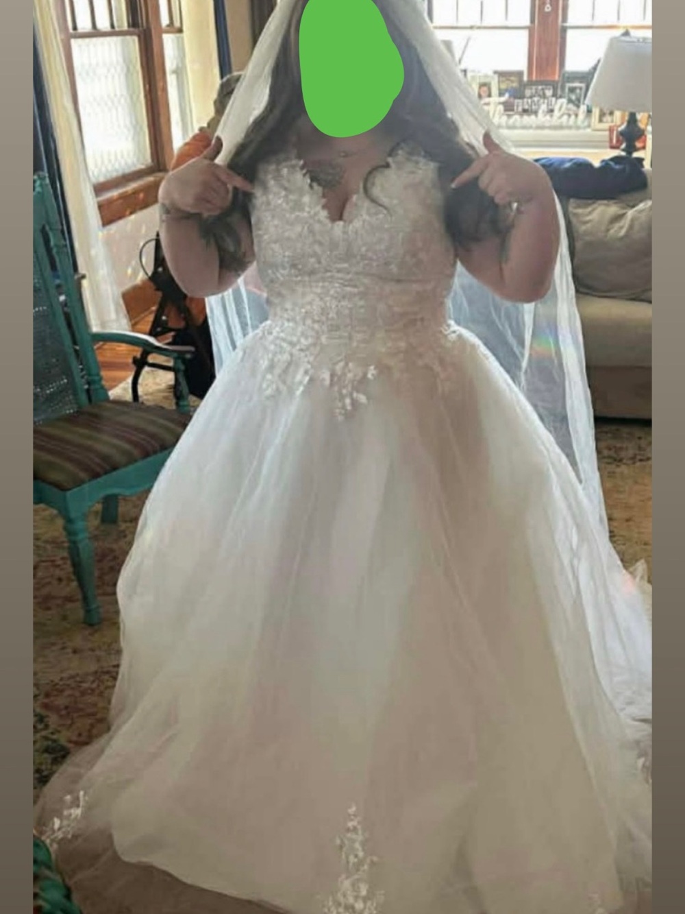 Amazon White Bridal Ball Gown with Floral Appliqué Bodice
